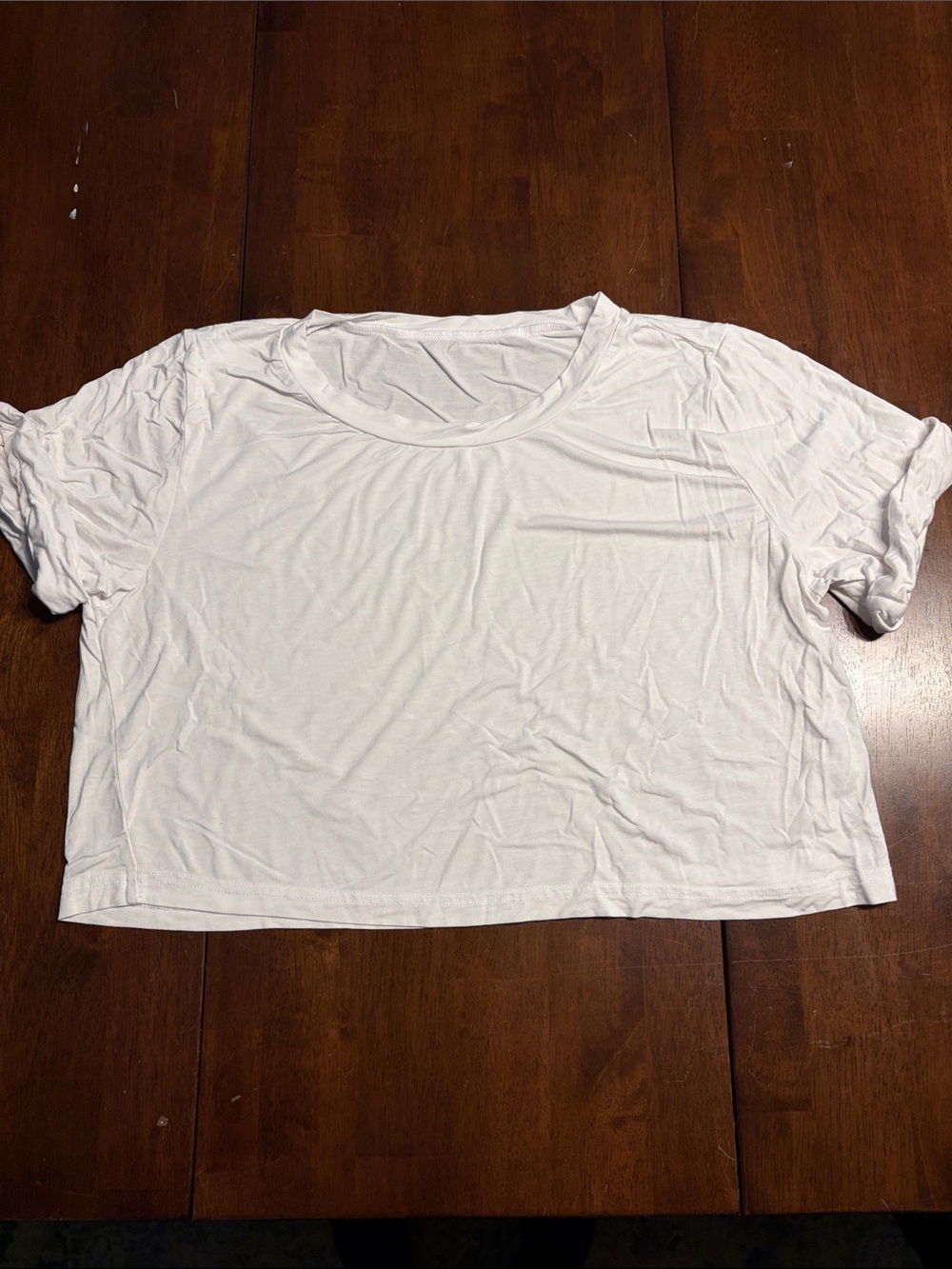 NEW! White Women's Crop Crew Neck Tee